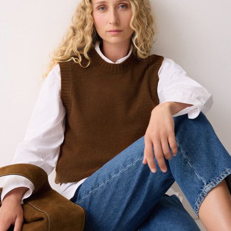 Cloud Cashmere Crew Tank | Brown