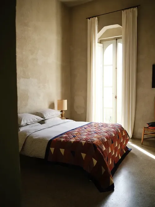 Mosaic Tile Patchwork Quilt in Terracotta/Twilight