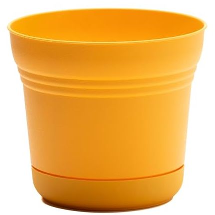 Bloem Saturn Planter W/saucer (sp1023), Earthy Yellow, 10"