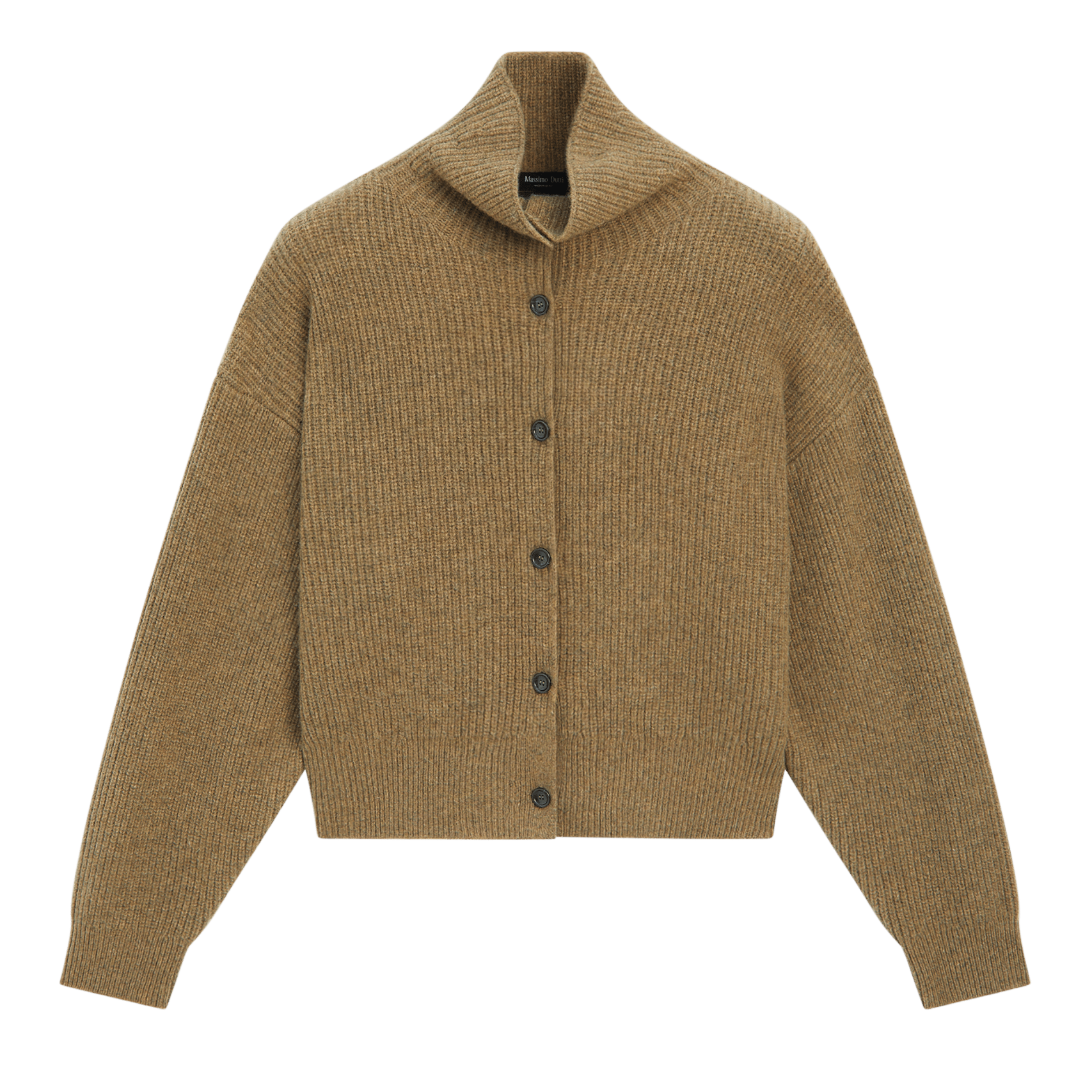 100% Wool Purl Funnel Neck Cardigan