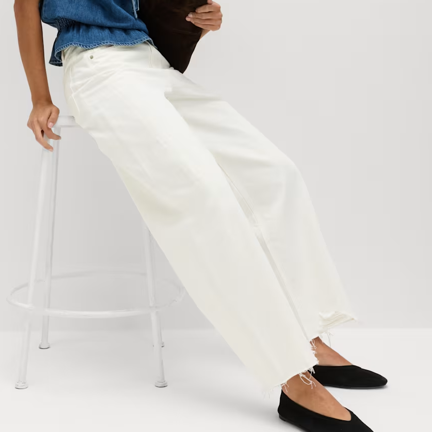 M&amp;amp;S, White Barrel Jeans