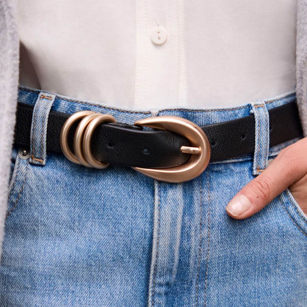 Black Leather Slim Belt