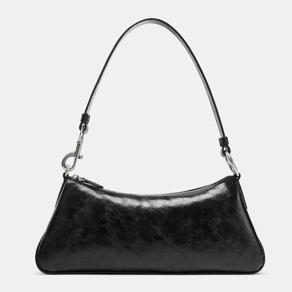 Zara black shoulder bag with buckle detial on strap