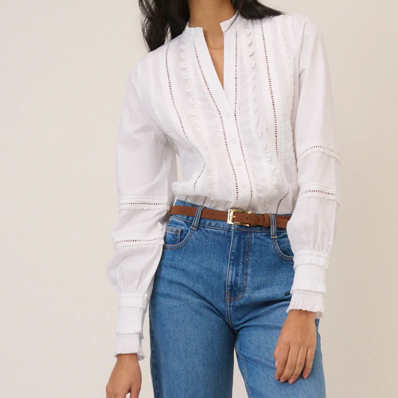 Nobody's Child, White Lace Trim Blouse