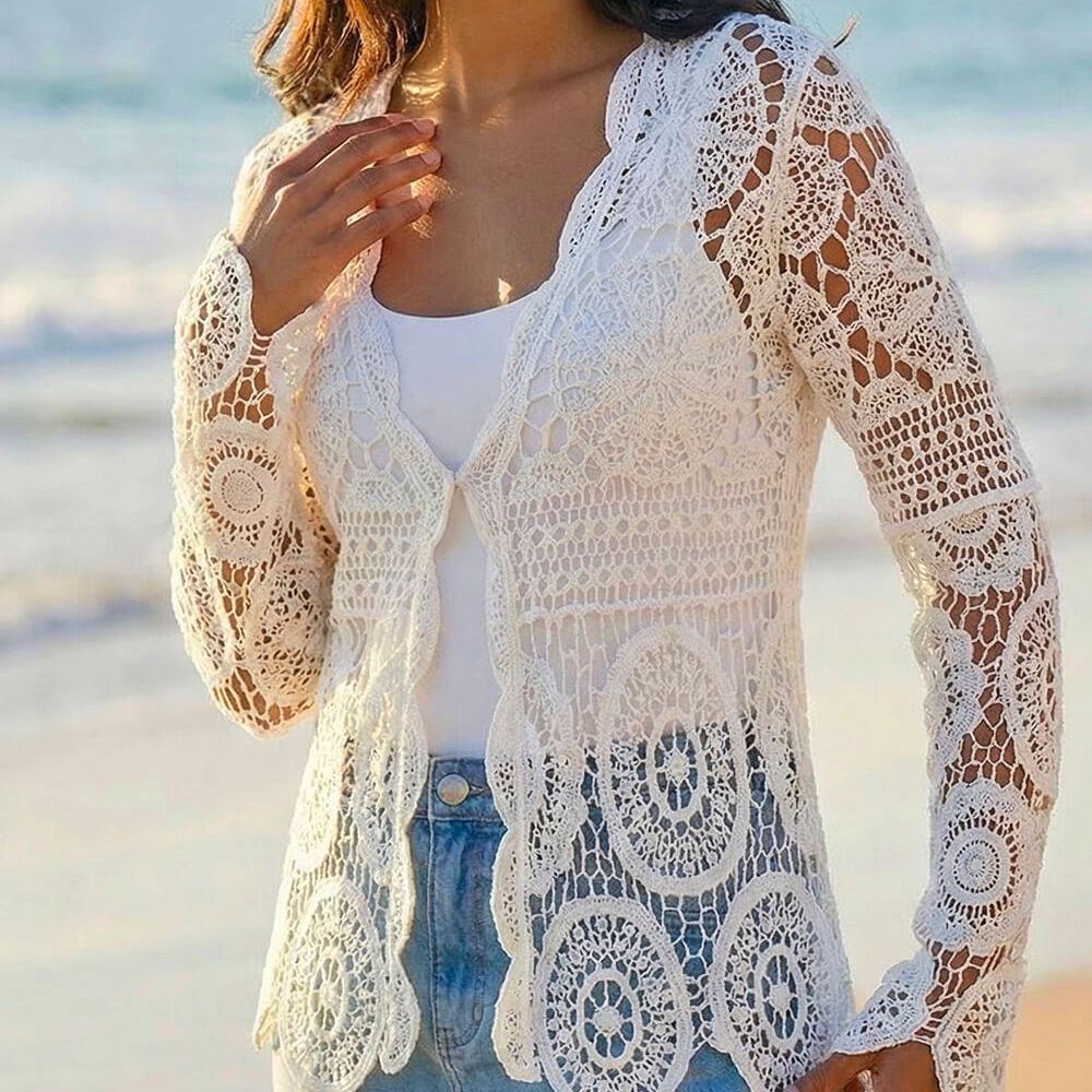 Crochet Detail Knit Cardigan