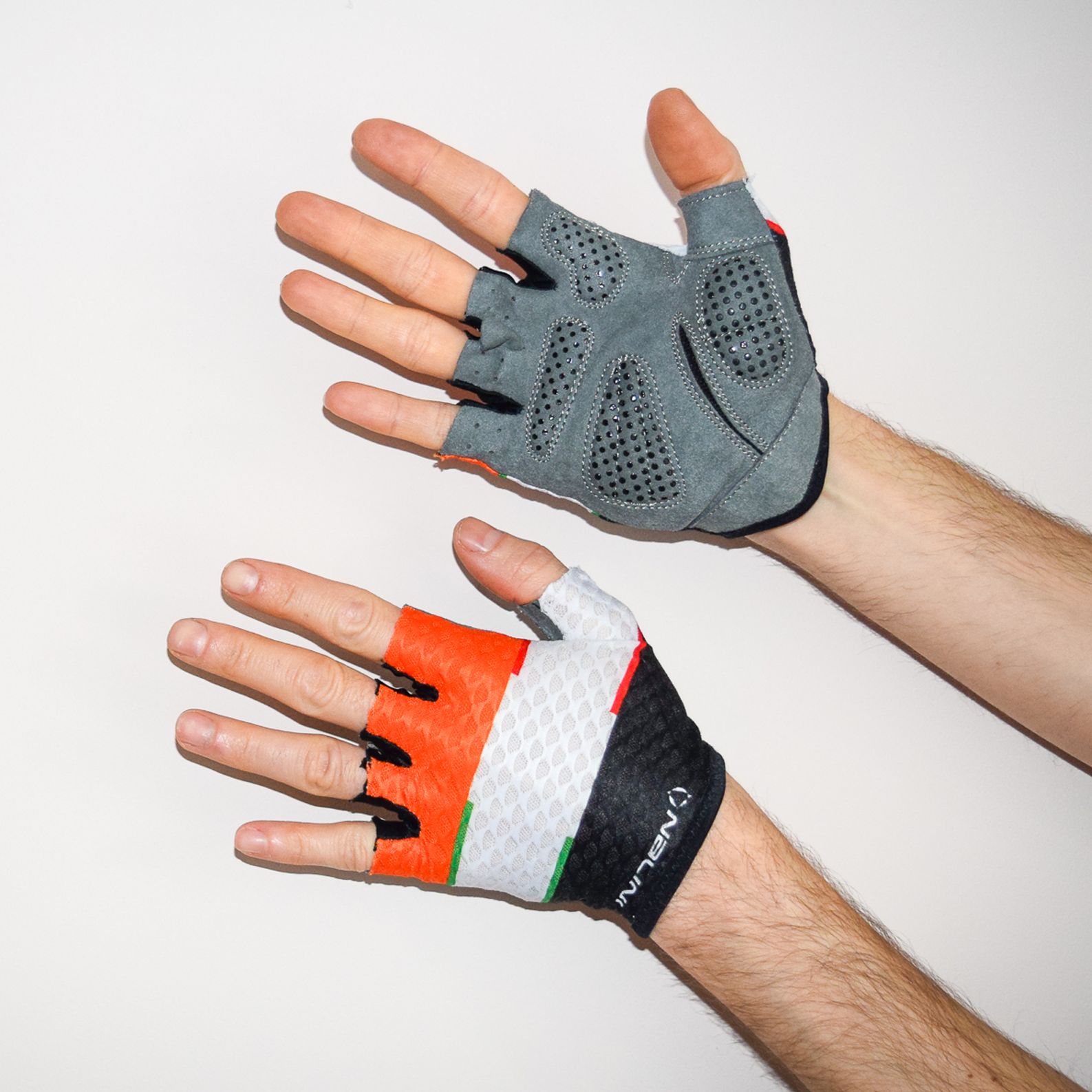 Nalini Summer Mitts being worn against a white background