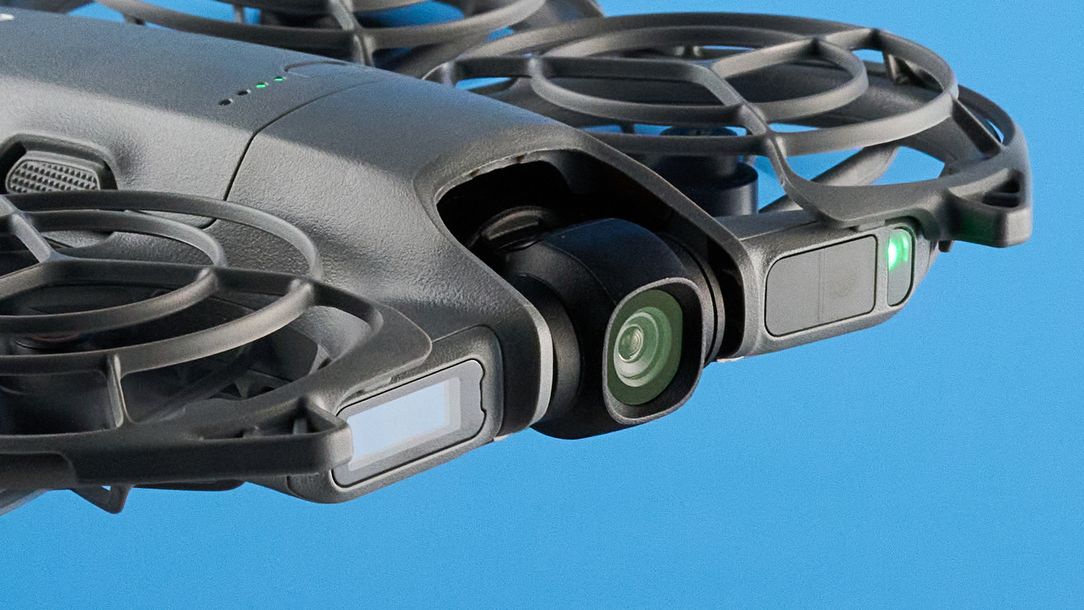 A dark gray DJI Neo 2 camera drone