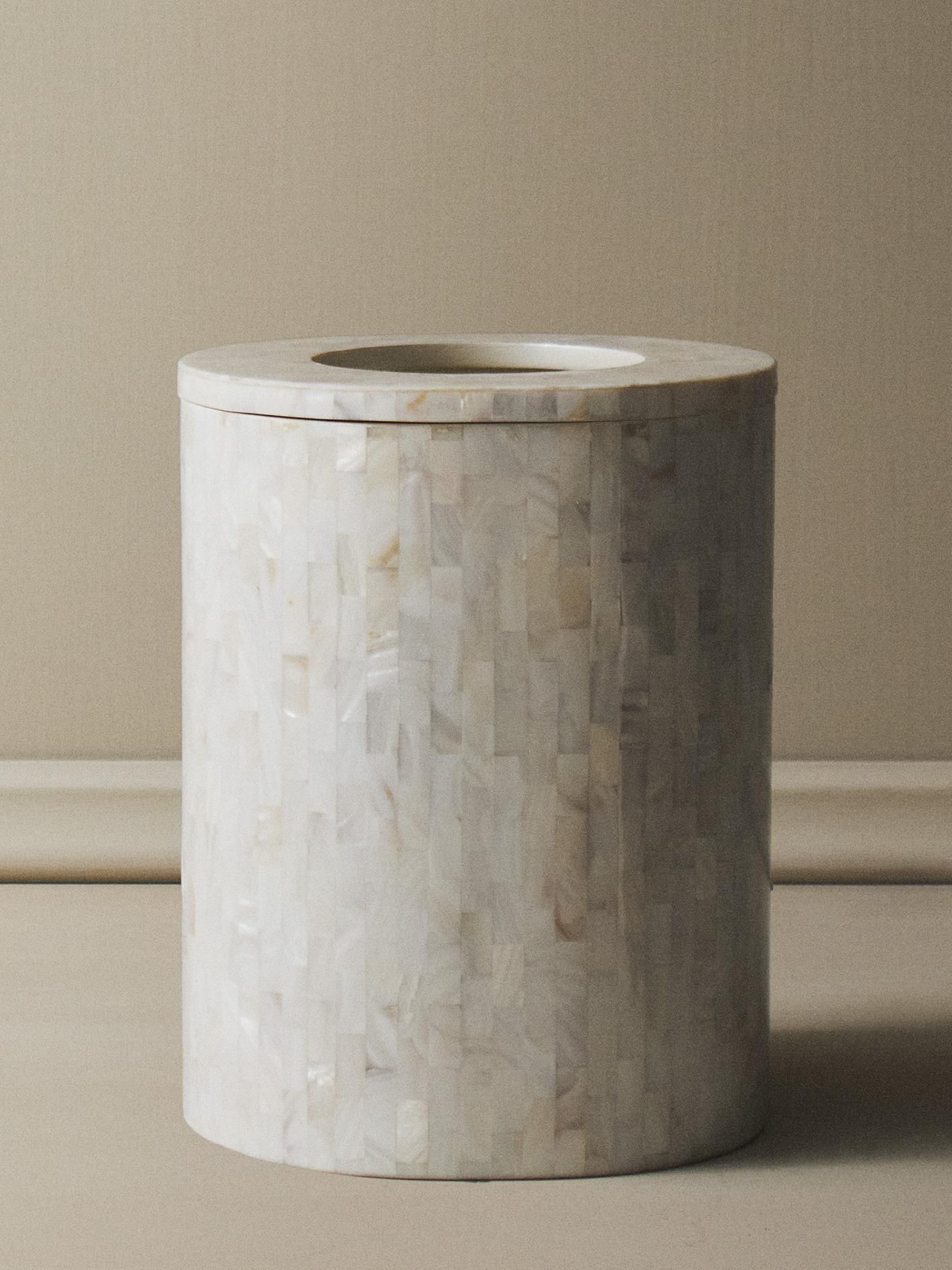 Mother-Of-Pearl Bathroom Bin