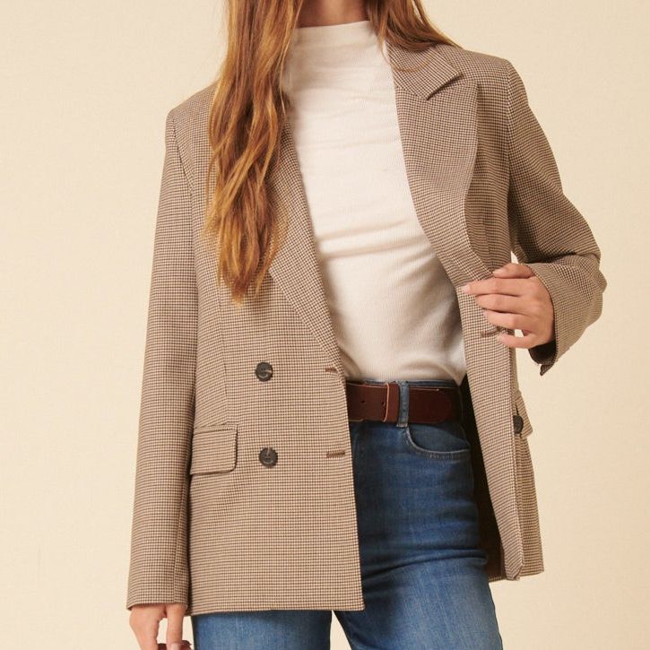 Beige Heritage Check Blazer
