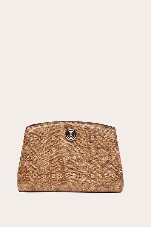 Pushlock Clutch Beige Lizard