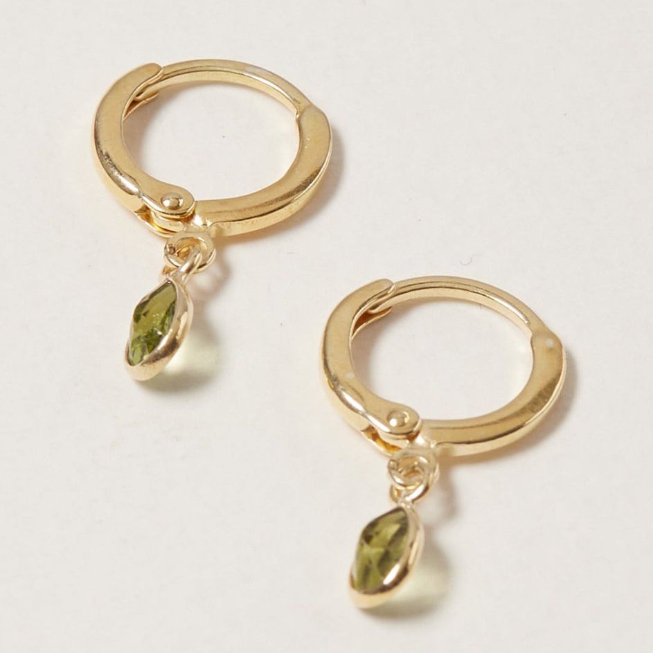 Oliver Bonas Auden Green Peridot &amp;amp; Gold Plated Earrings