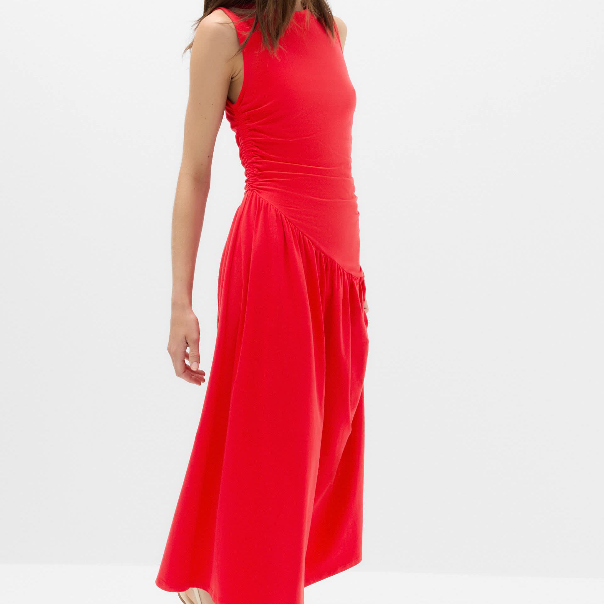Jersey Ruched Midaxi Drop Waist Dress
