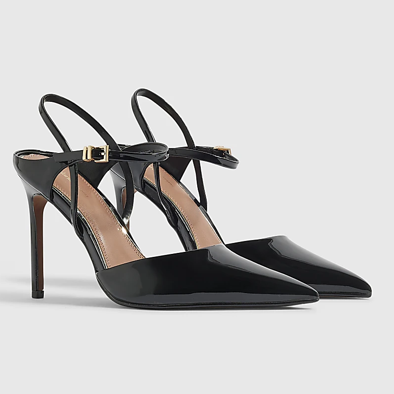 River Island, Black Strappy Court Heels