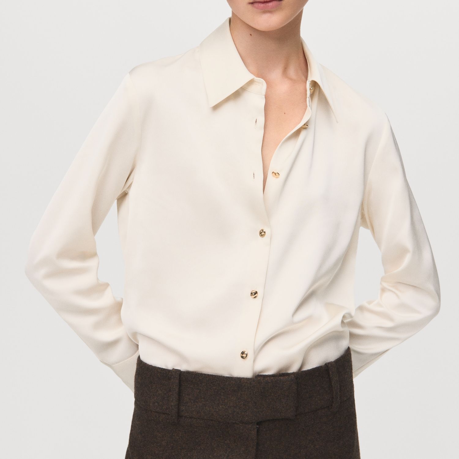 Satin Finish Flowy Shirt - Women | Mango United Kingdom