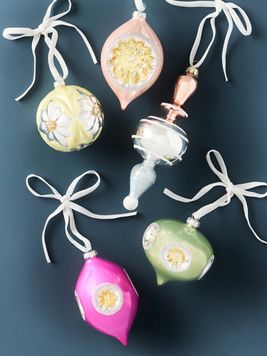 Boxed Vintage Milky Ornaments, Set of 5