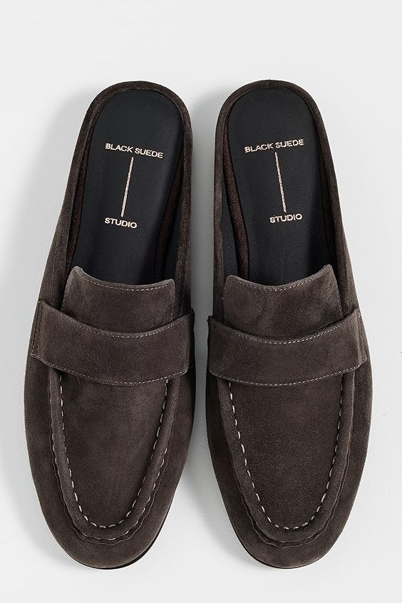 Black Suede Studio Gabby Loafers