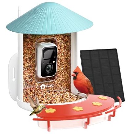 Netvue by Birdfy Hummee Smart Hummingbird Feeder With Camera, Auto Capture Bird Videos &amp;amp; Birdwatching Up-Close, 2 in 1 Feeders Attract More Hummingbirds
