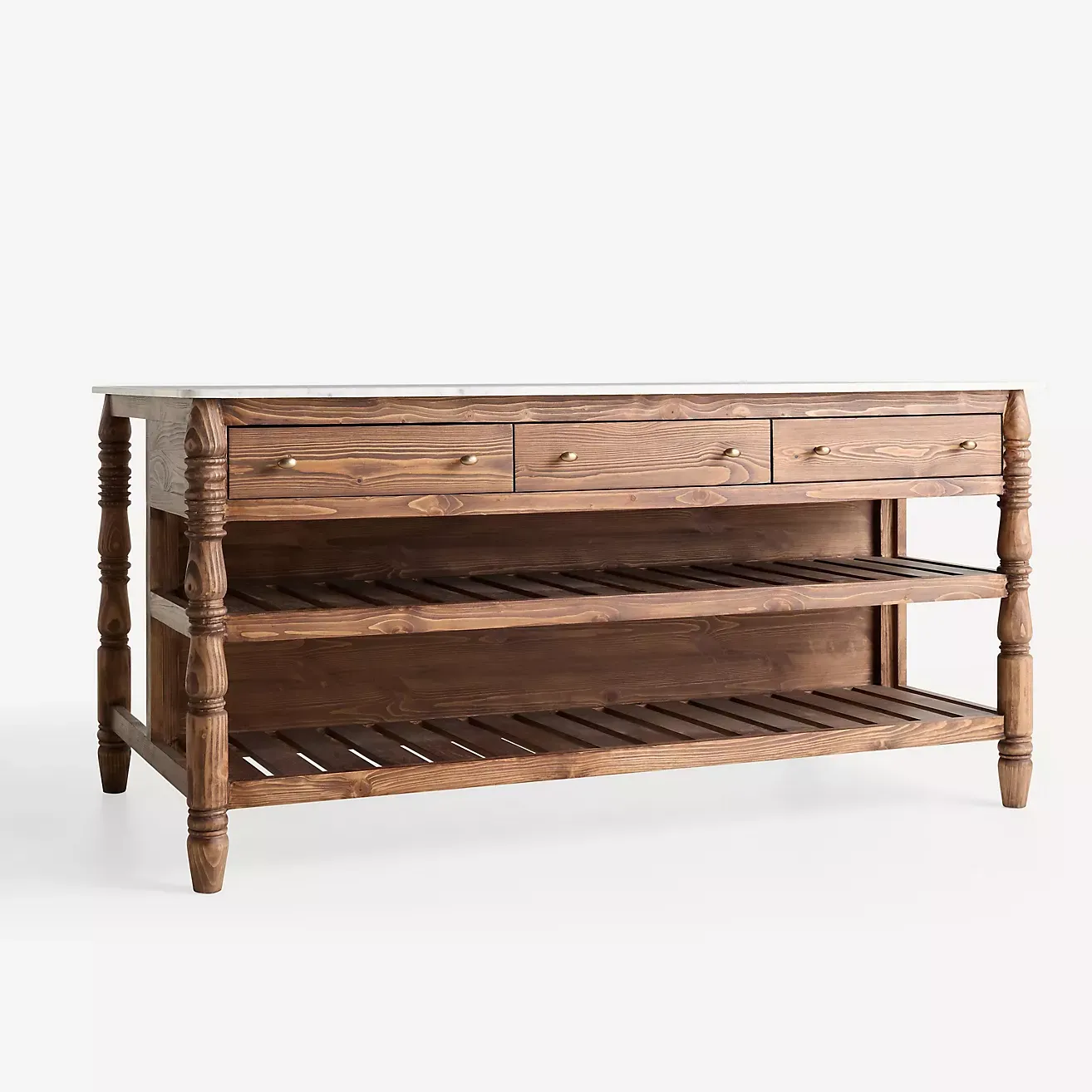 Spindle Marble-Top Kitchen Island