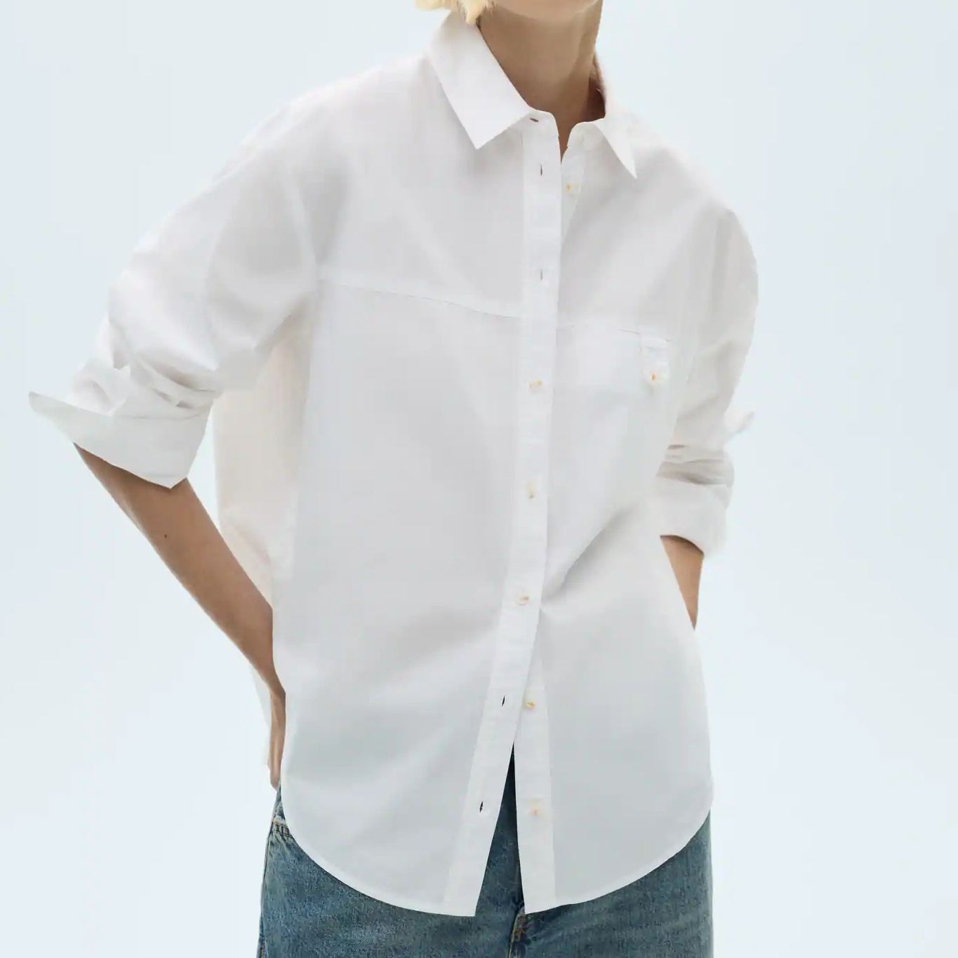 Mango white button up shirt