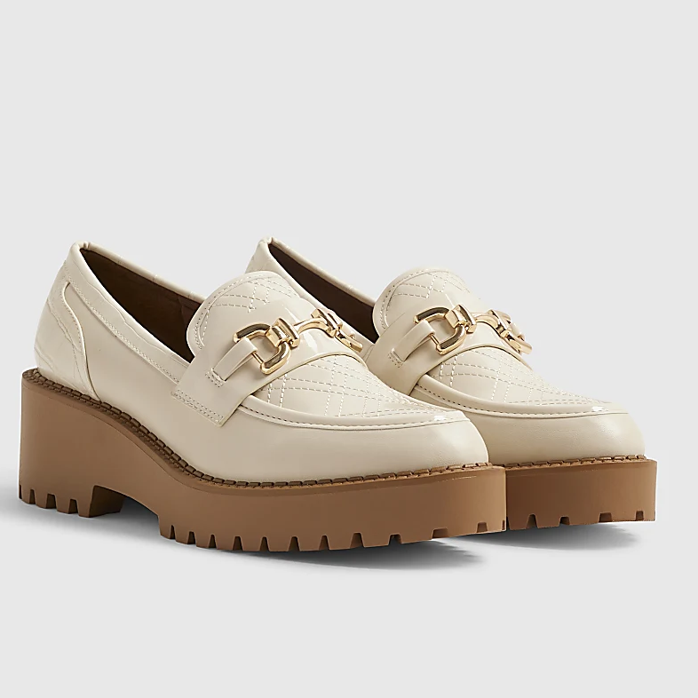 River Island, Cream Chunky Loafers