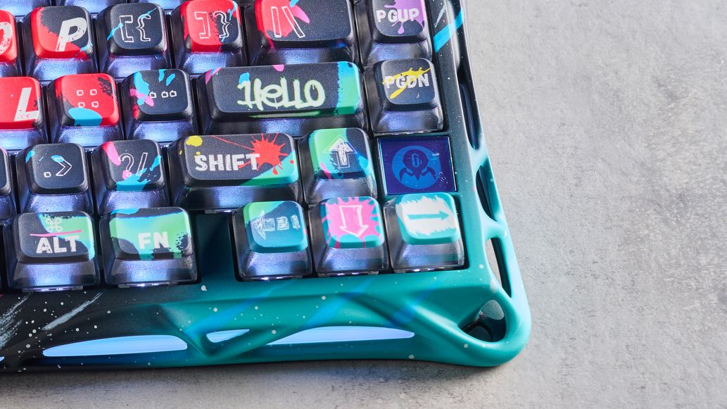 A Neon Graffiti GravaStar Mercury V75 Pro HE Hall Effect keyboard