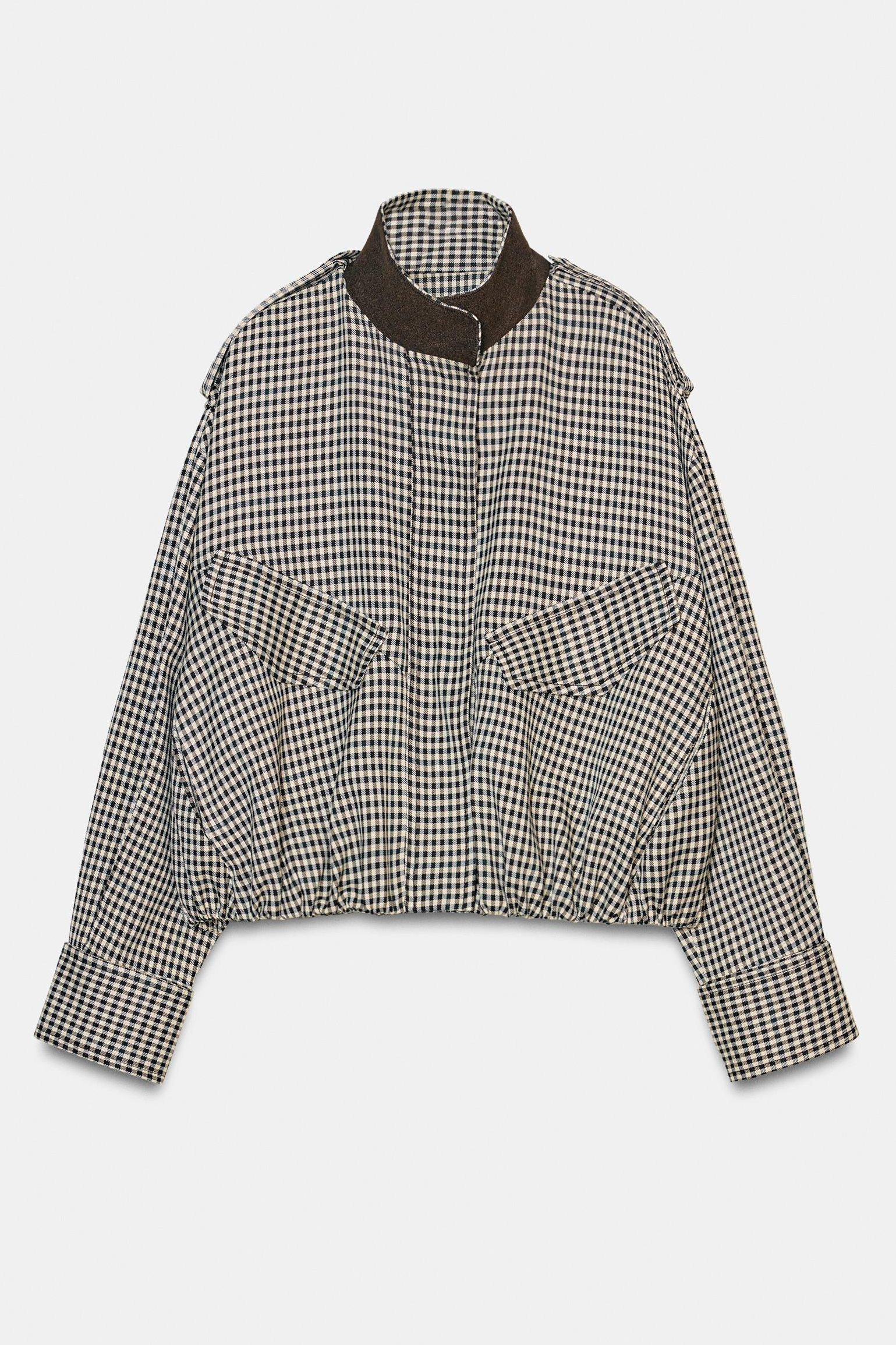 Zara, Checked ZW Collection Bomber Jacket