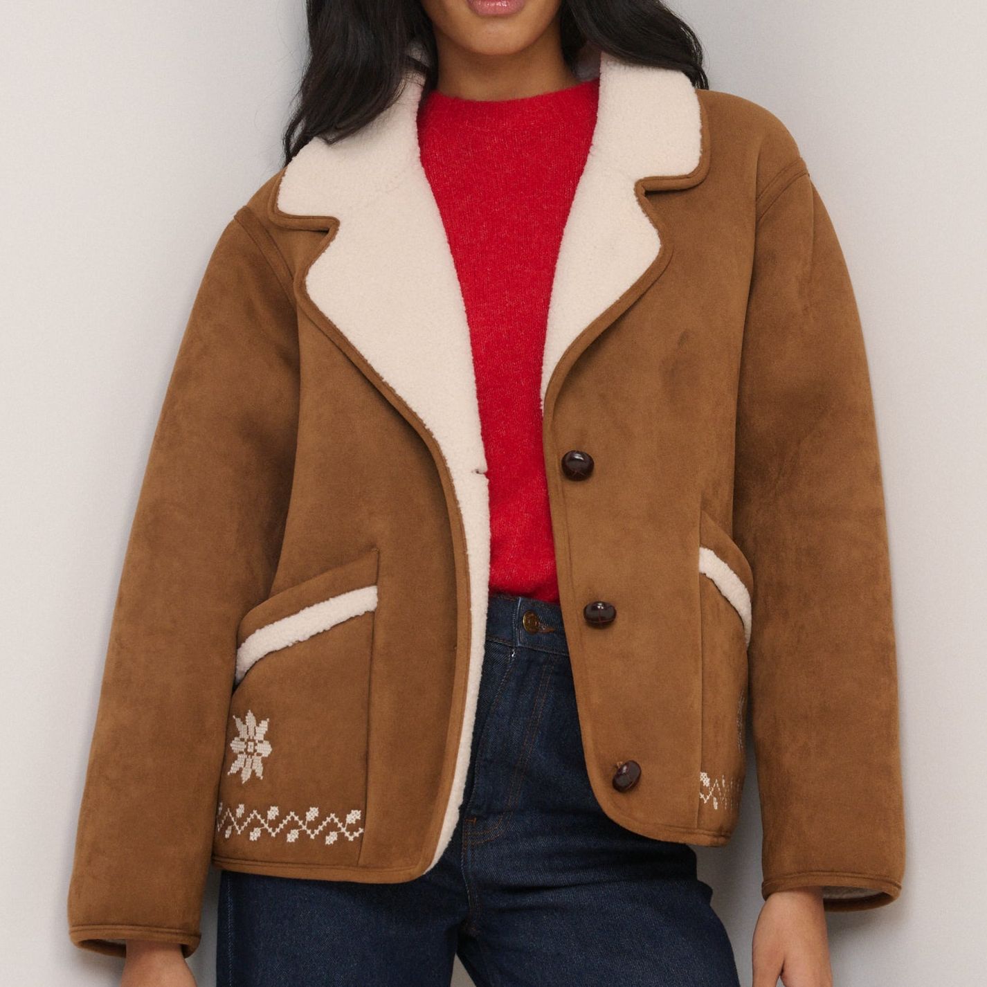 Tan Faux-Shearling Aspen Jacket