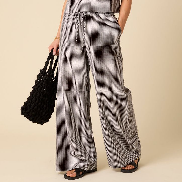 Black Gingham Relaxed Trousers