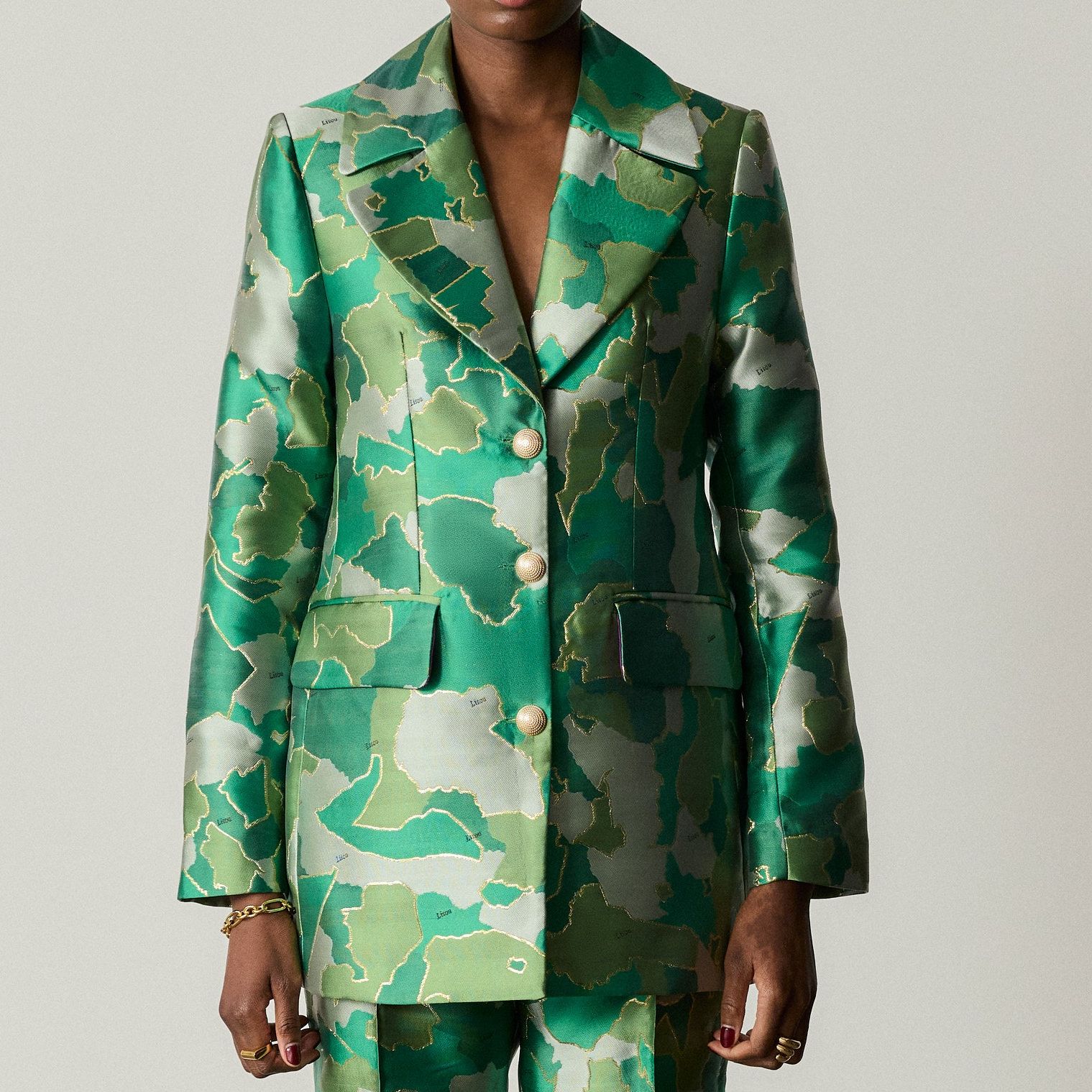 Bianca Jacquard Green Afrocamo Jacket