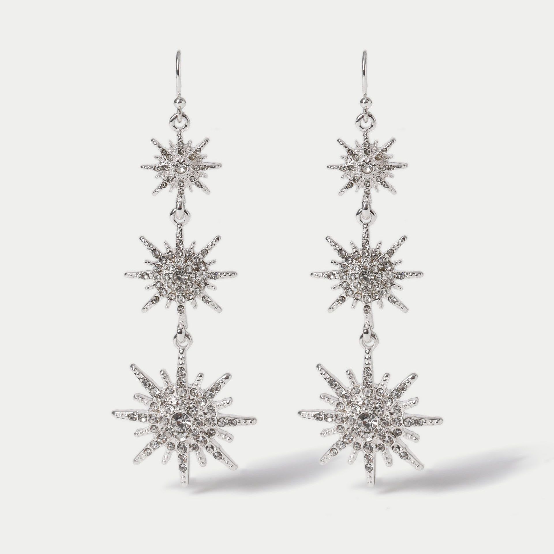3 Drop Snowflake Christmas Earrings