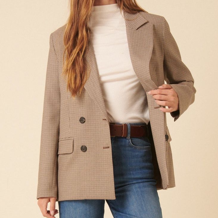 Beige Heritage Check Blazer