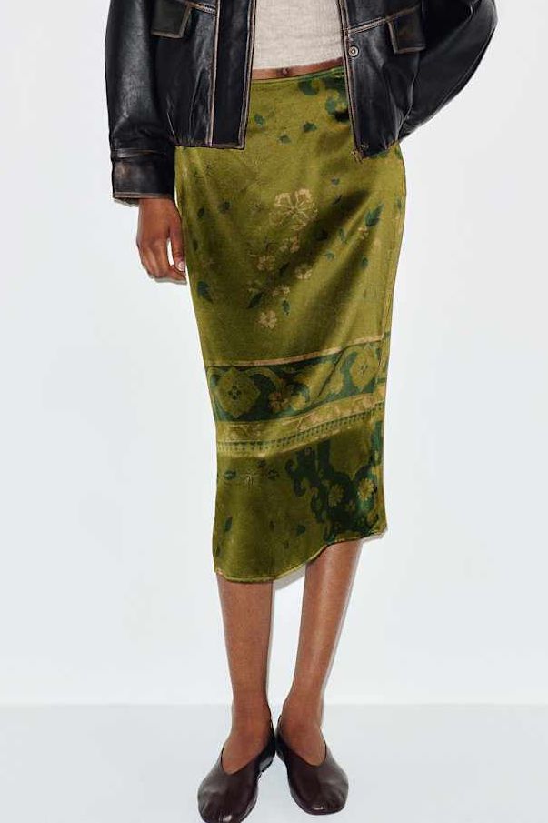Helen Low Waist Silk Midi Skirt