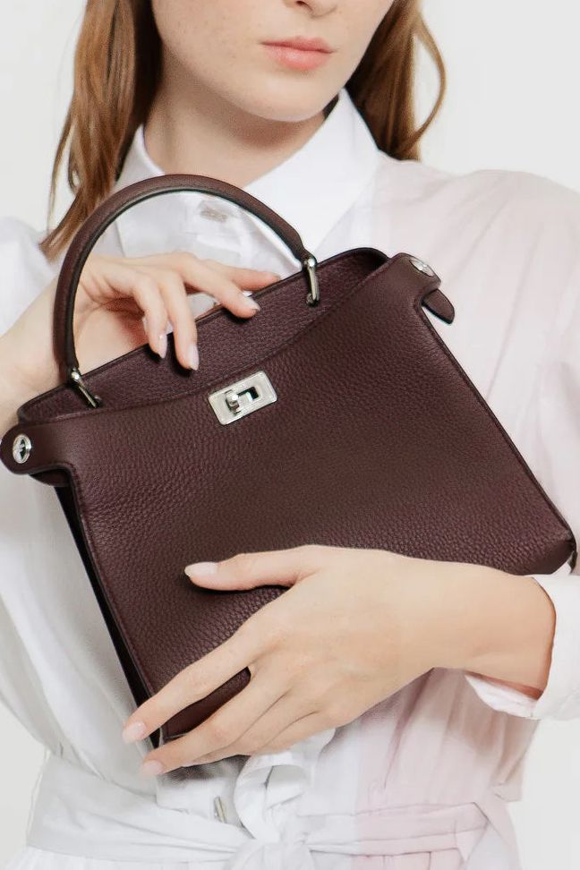 Leather Handbag Lutece Mini Prune