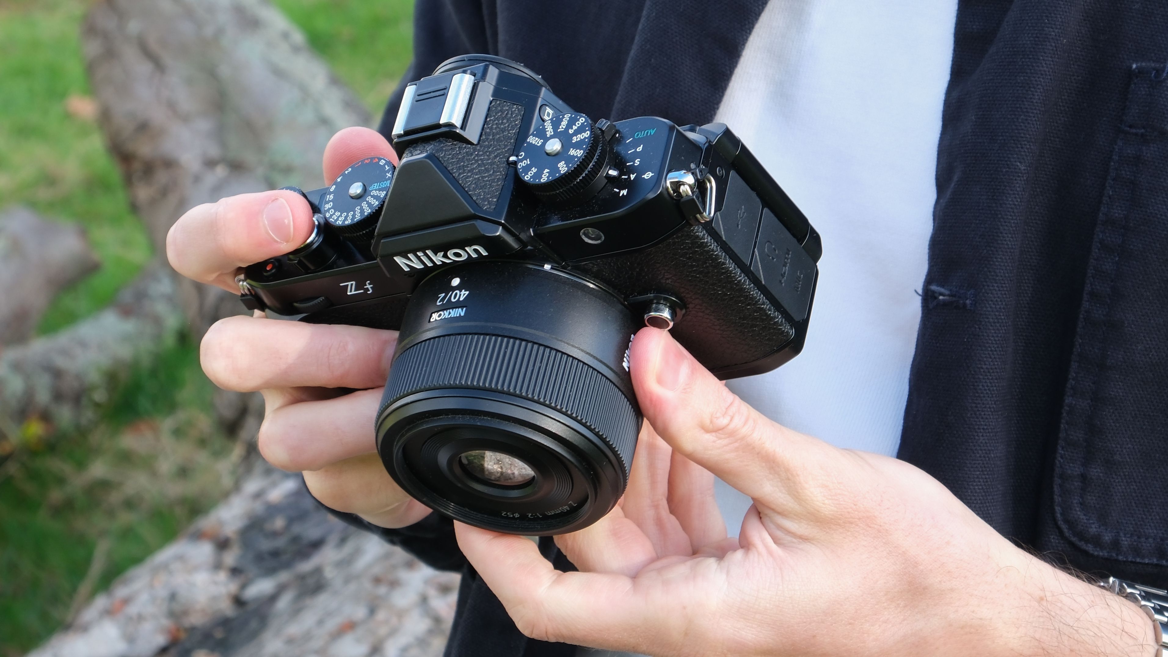 Nikon Zf camera held in hands