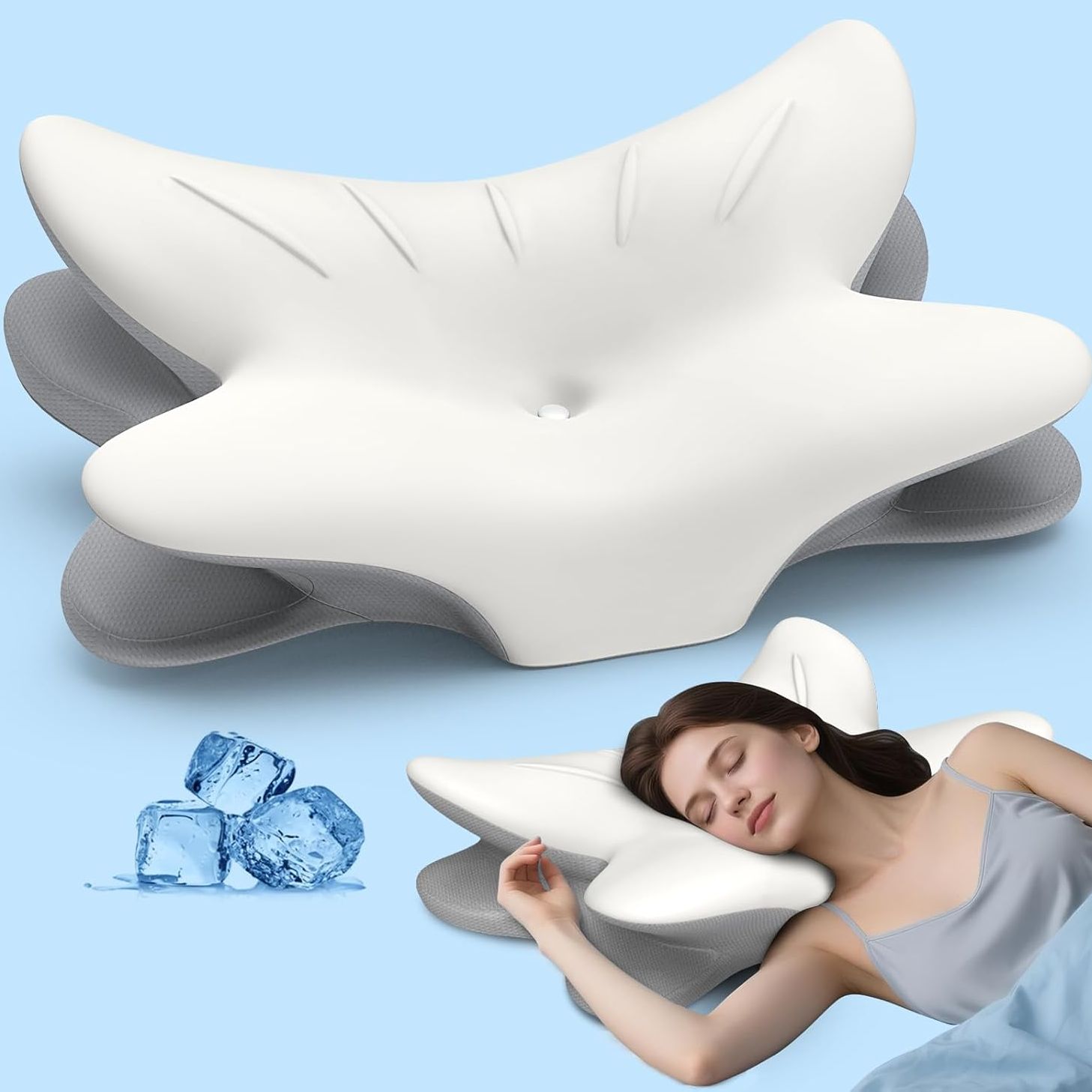 Cervical Neck Pillow for Pain Relief, Ergonomic Side Sleeper Pillow for Sleeping, Orthopedic Contour Memory Foam Bed Rest Pillows for Sleeping, Cooling Cervical Pillow for Back Stomach Sleepers