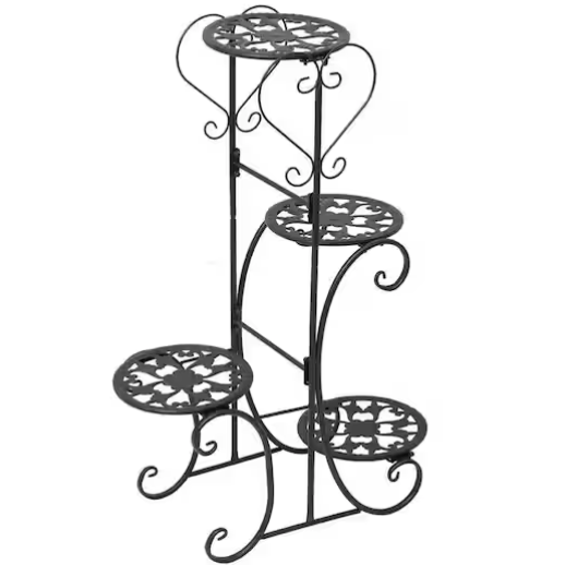 Tall Indoor/Outdoor Black Metal Plant Stand