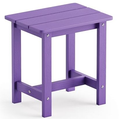 Lue Bona Outdoor Side Table, Hdps Small Outdoor Adirondack Side Tables, Outside End Table for Patio, Porch, Deck, Pool, Weather Resistant/easy Maintenance,purple