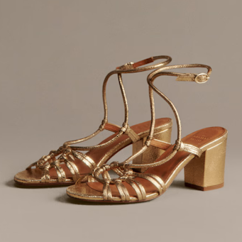 S&amp;eacute;zane, Gold Block Heel Sandals