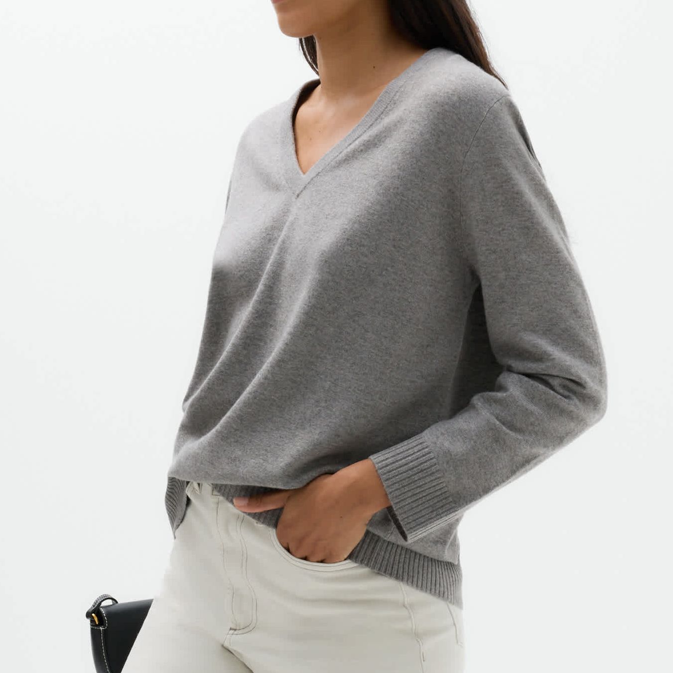 Air-Yarn V-Neck Oversized Longline Jumper