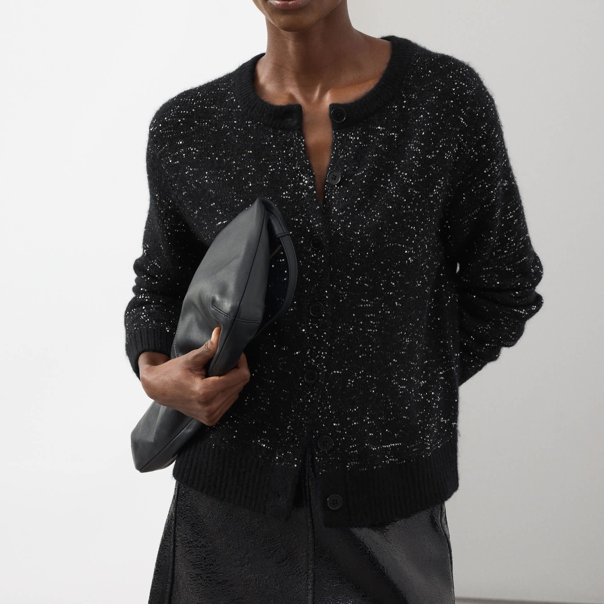 Sequin Cardigan With Alpaca