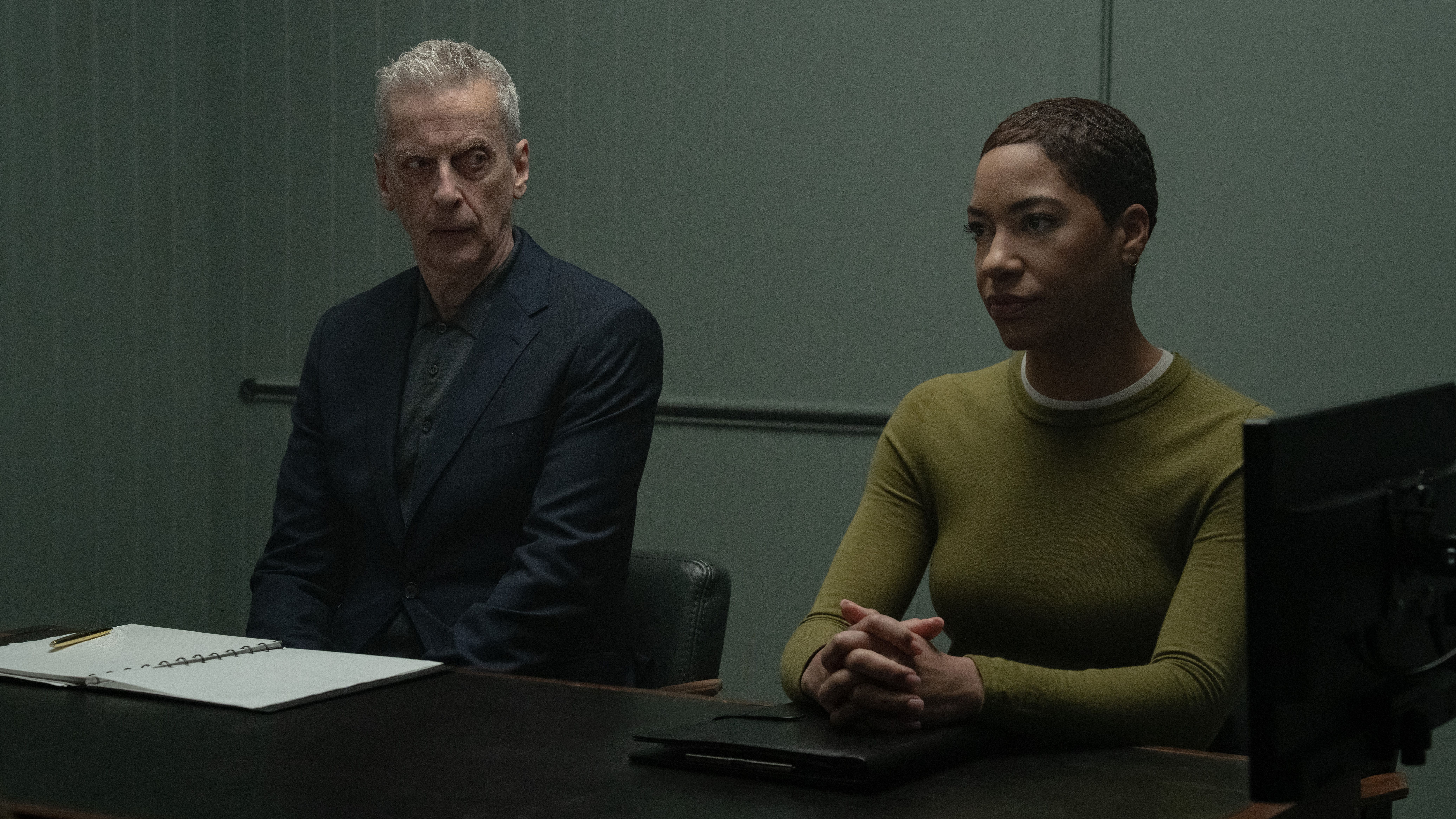 Peter Capaldi and Cush Jumbo in "Criminal Record," now streaming on Apple TV.