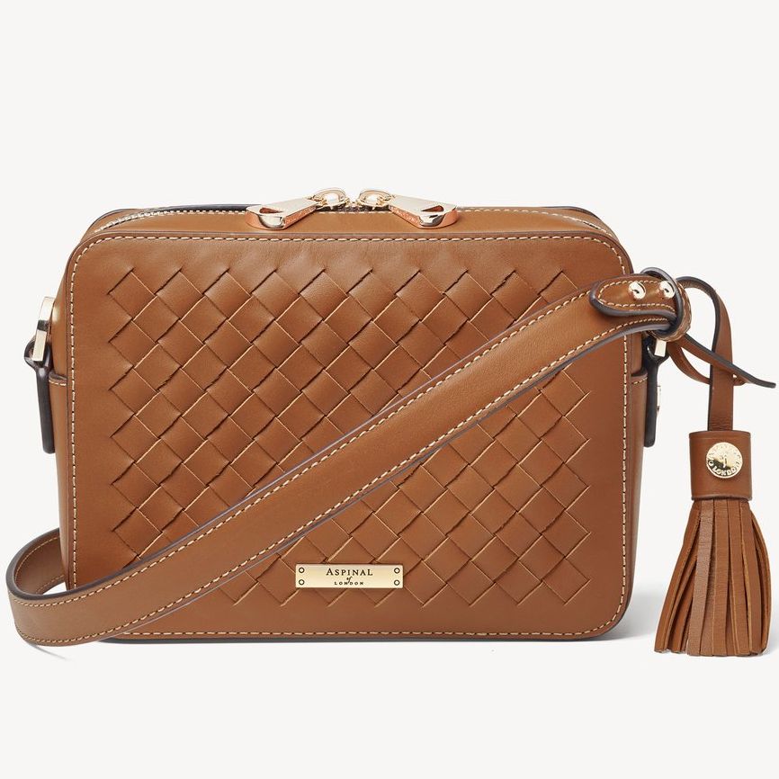 Aspinal Camera Woven Leather Bag