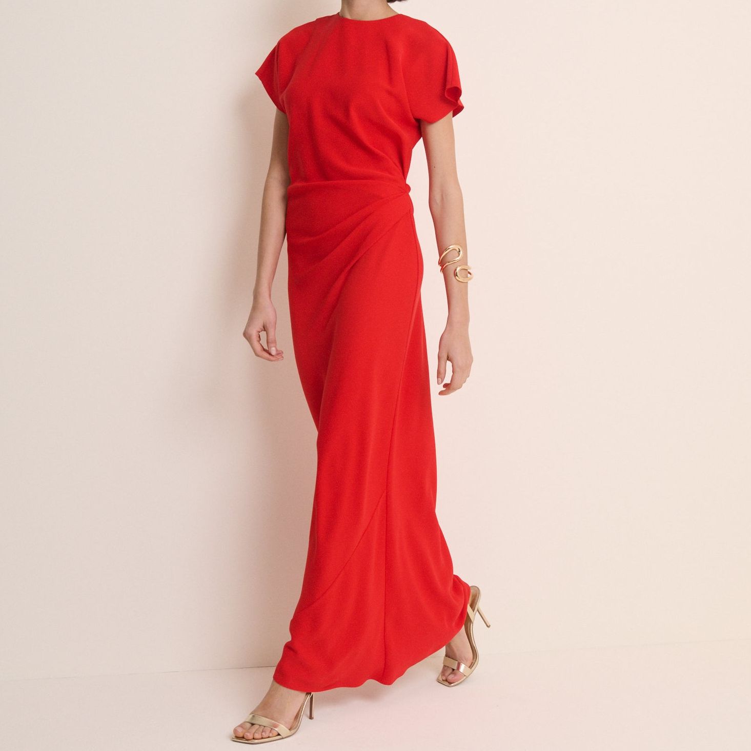 Red Asymmetric Naz Maxi Dress
