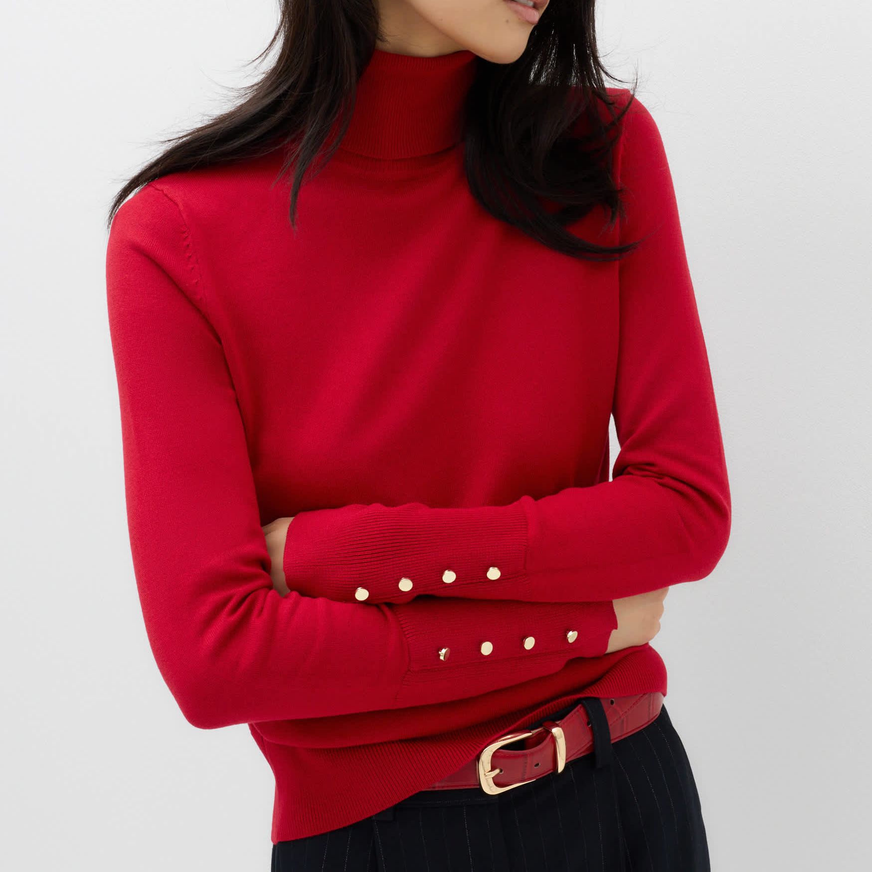 Rayon Rich Roll Neck Fitted Jumper