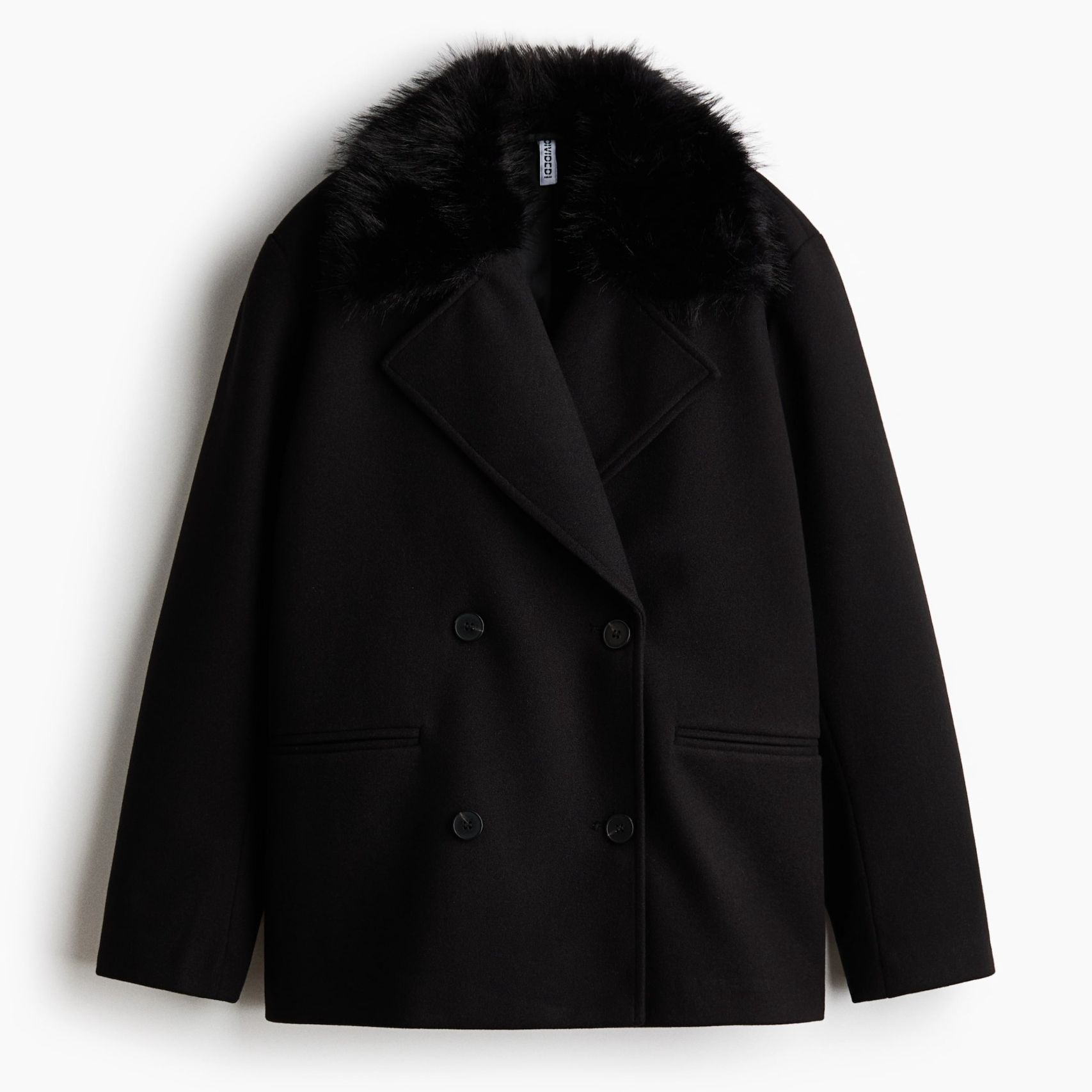 Fluffy-Collared Pea Coat