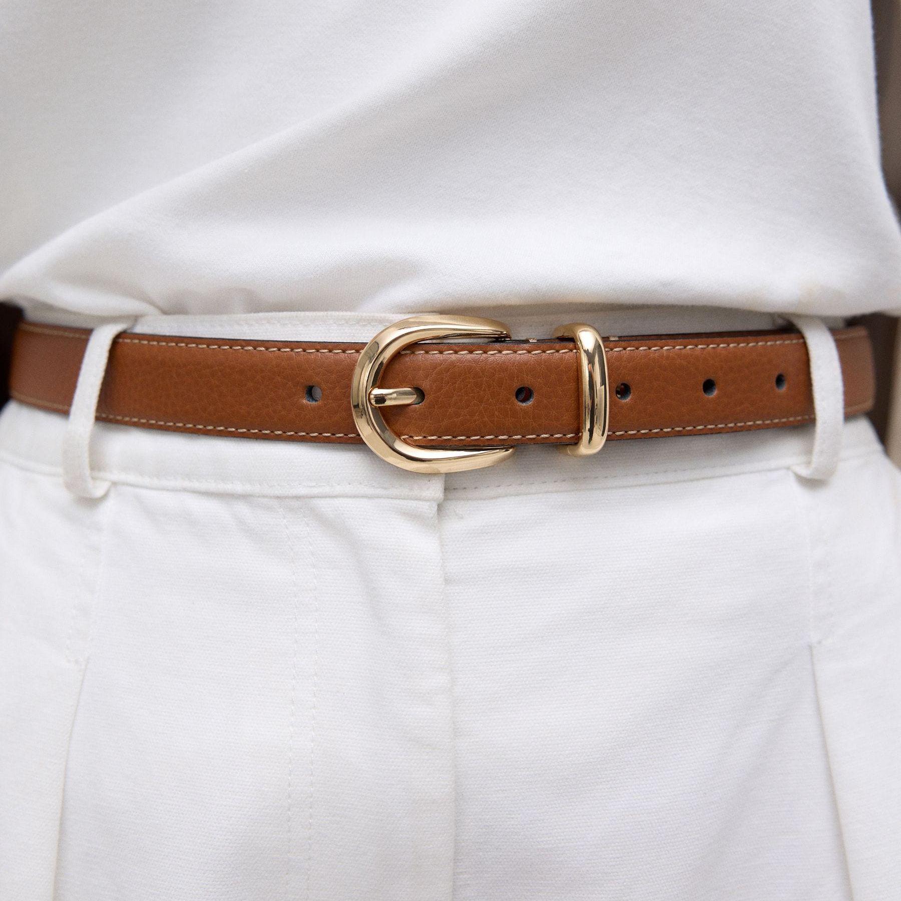 Tan Brown N. Premium Made in Italy Mid Width Leather Belt