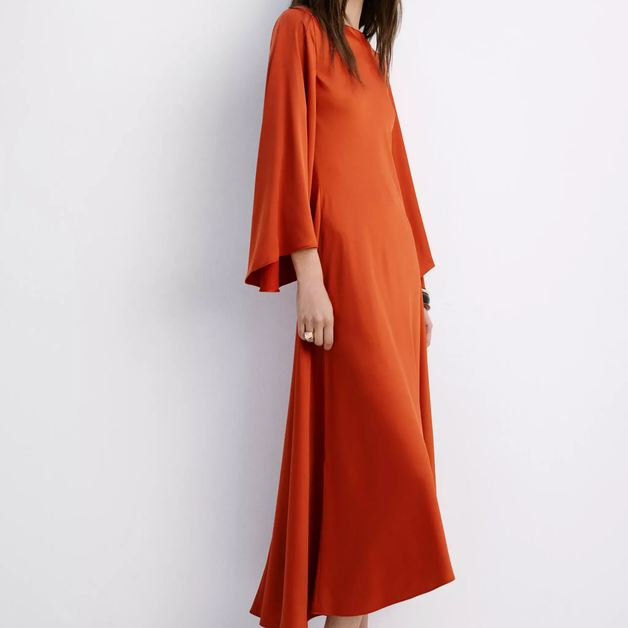 Flared-Sleeve Satin Dress - Women | Mango United Kingdom