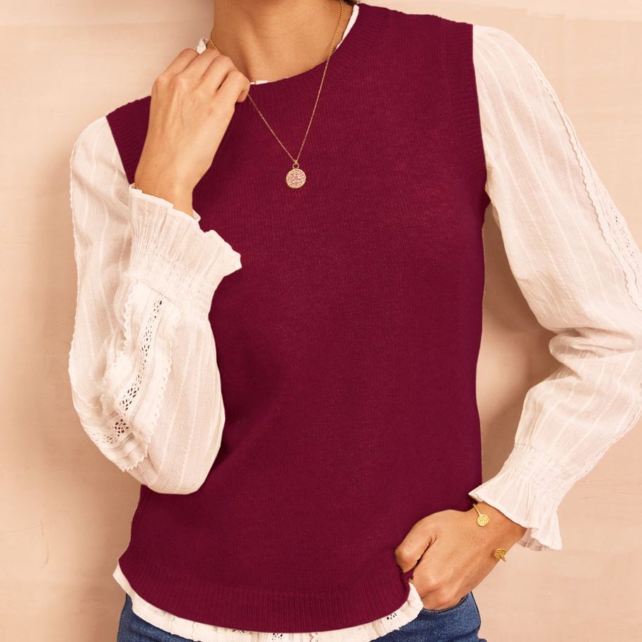 Merino Wool Knitted Short Tank | Wine