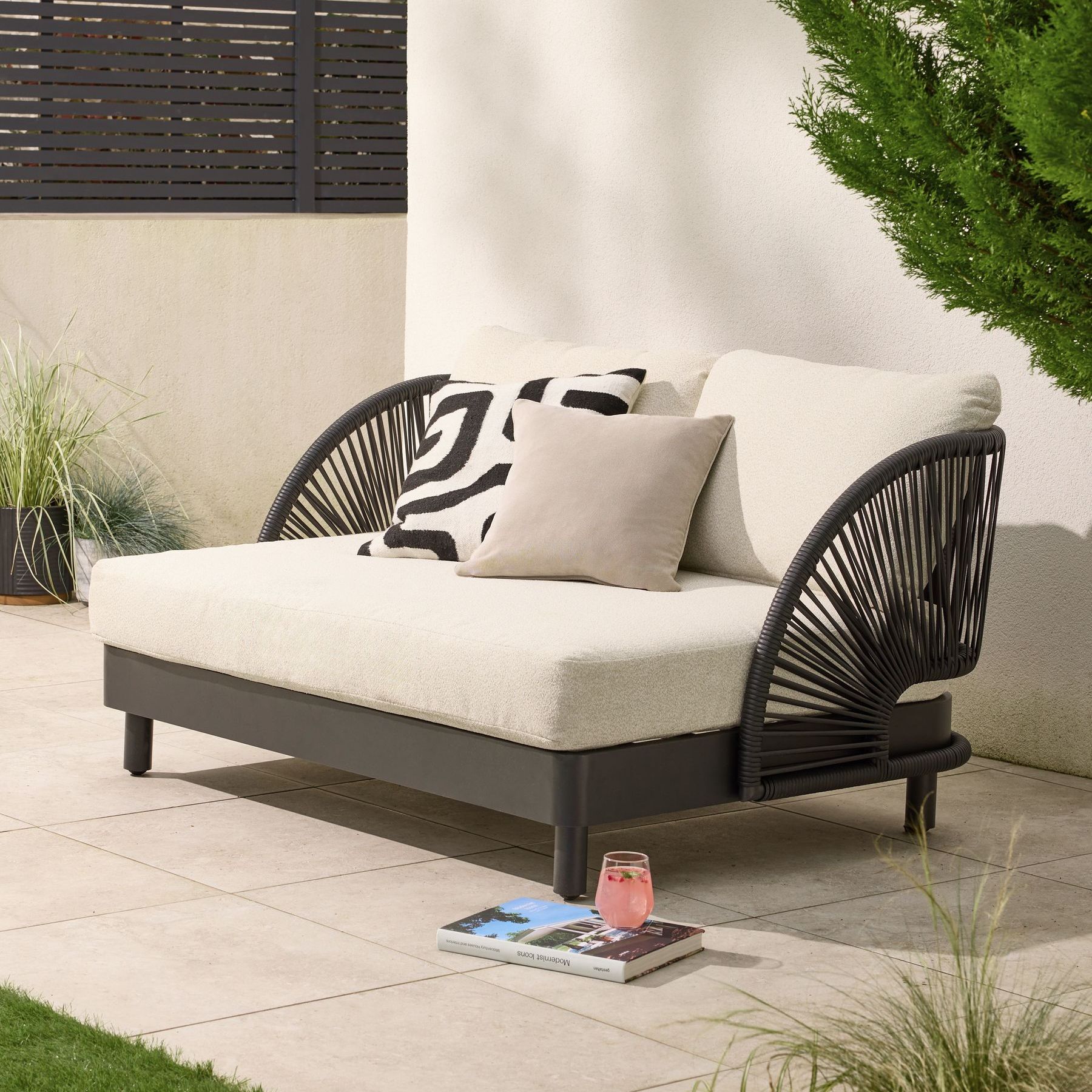 Natural Boucle Genoa Garden Love Seat Sofa