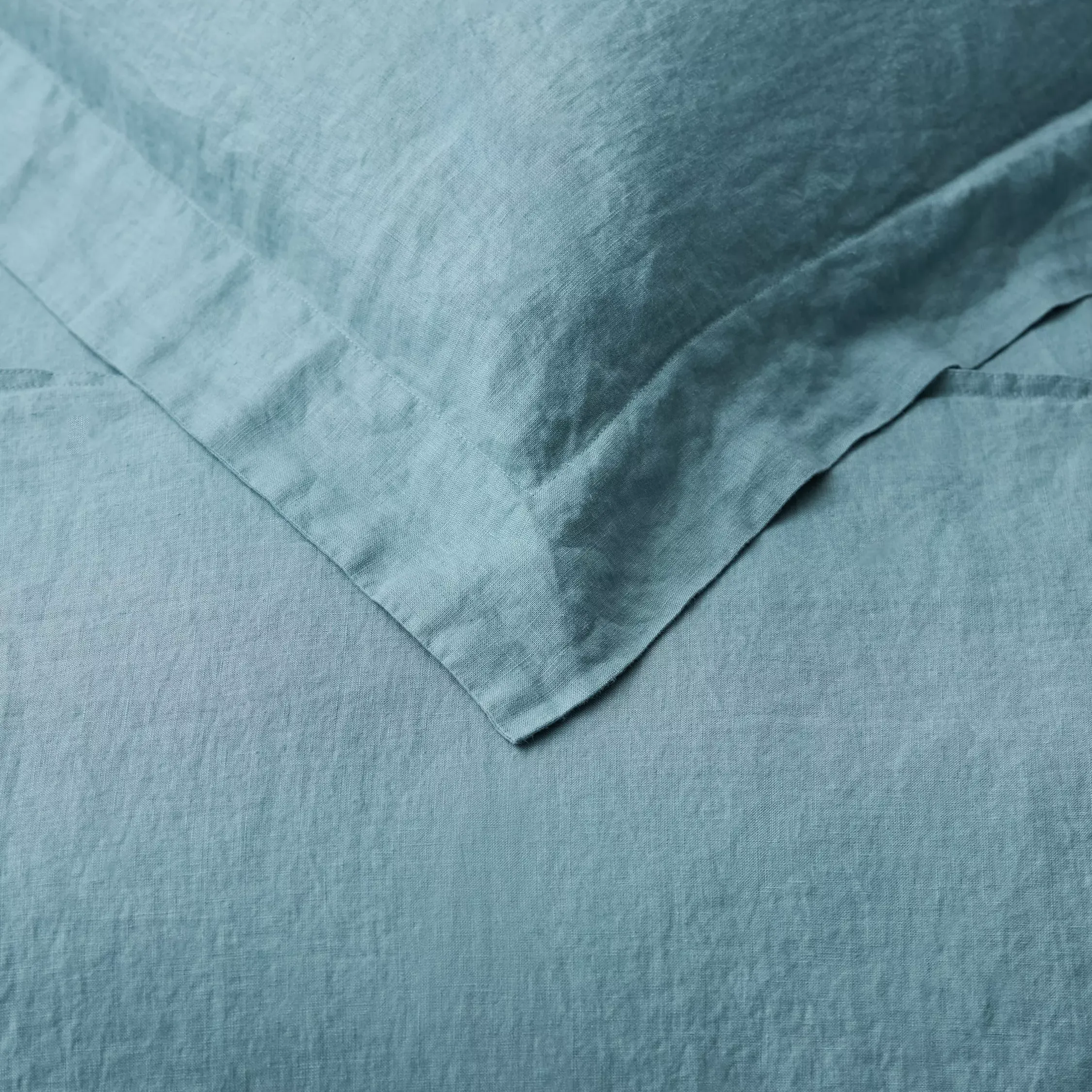 John Lewis Washed Linen Bedding, Nordic Blue